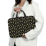 Black Plumeria Flower Pattern Print Laptop Sleeve With Handle