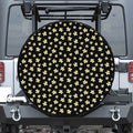 Black Plumeria Flower Pattern Print Leather Spare Tire Cover