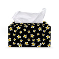 Black Plumeria Flower Pattern Print Leather Tissue Box Cover