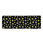 Black Plumeria Flower Pattern Print Long Kitchen Mat