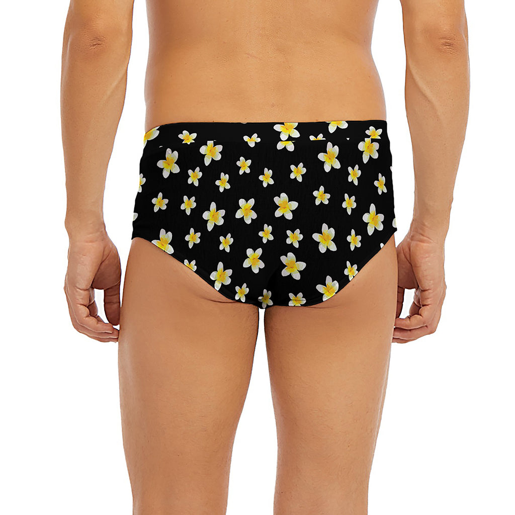 Black Plumeria Flower Pattern Print Men's Briefs