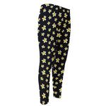 Black Plumeria Flower Pattern Print Men's Compression Pants