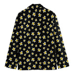 Black Plumeria Flower Pattern Print Men's Cotton Blazer