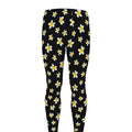 Black Plumeria Flower Pattern Print Men's Leggings