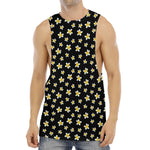 Black Plumeria Flower Pattern Print Men's Muscle Tank Top