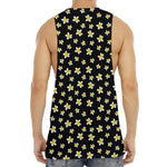 Black Plumeria Flower Pattern Print Men's Muscle Tank Top