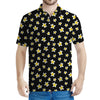 Black Plumeria Flower Pattern Print Men's Polo Shirt