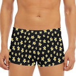 Black Plumeria Flower Pattern Print Men's Short Boxer Briefs