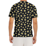 Black Plumeria Flower Pattern Print Men's Short Sleeve Rash Guard