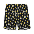 Black Plumeria Flower Pattern Print Men's Athletic Shorts