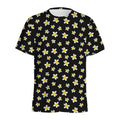 Black Plumeria Flower Pattern Print Men's Athletic T-Shirt