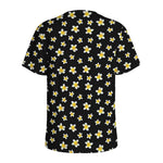 Black Plumeria Flower Pattern Print Men's Sports T-Shirt