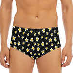 Black Plumeria Flower Pattern Print Men's Triangle Swim Briefs