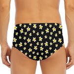 Black Plumeria Flower Pattern Print Men's Triangle Swim Briefs