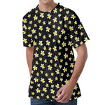 Black Plumeria Flower Pattern Print Men's Velvet T-Shirt