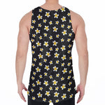 Black Plumeria Flower Pattern Print Men's Velvet Tank Top