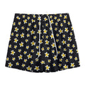 Black Plumeria Flower Pattern Print Mesh Shorts