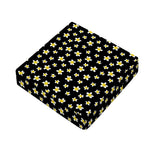 Black Plumeria Flower Pattern Print Outdoor Seat Cushion Cover