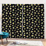Black Plumeria Flower Pattern Print Pencil Pleat Curtains