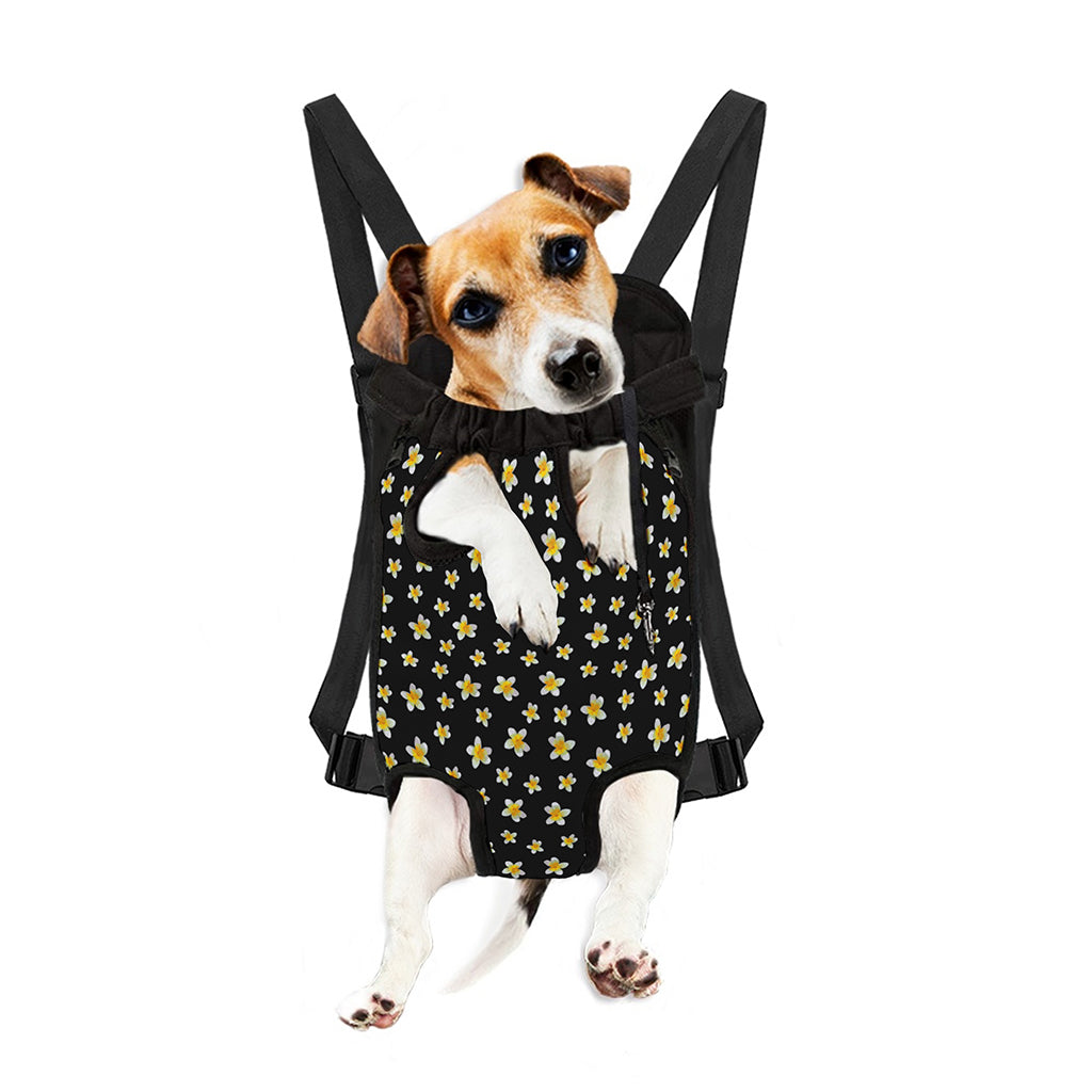 Black Plumeria Flower Pattern Print Pet Carrier Backpack