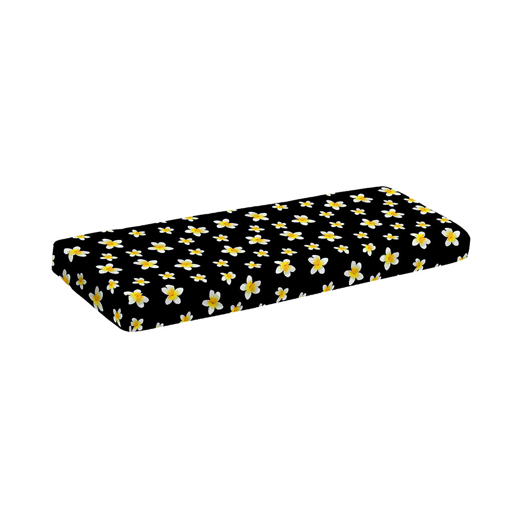 Black Plumeria Flower Pattern Print Piano Keyboard Cover