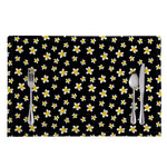 Black Plumeria Flower Pattern Print Placemat