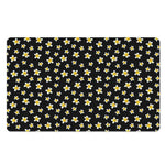 Black Plumeria Flower Pattern Print Polyester Doormat