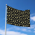 Black Plumeria Flower Pattern Print Polyester Flag