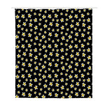 Black Plumeria Flower Pattern Print Polyester Shower Curtain