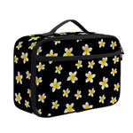 Black Plumeria Flower Pattern Print Portable Lunch Bag