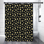 Black Plumeria Flower Pattern Print Premium Shower Curtain
