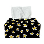 Black Plumeria Flower Pattern Print Rectangle Tissue Box Cover