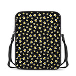 Black Plumeria Flower Pattern Print Rectangular Crossbody Bag