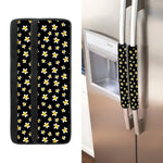Black Plumeria Flower Pattern Print Refrigerator Handle Covers