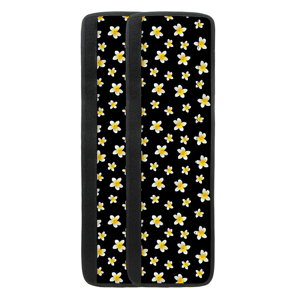 Black Plumeria Flower Pattern Print Refrigerator Handle Covers