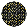 Black Plumeria Flower Pattern Print Round Blanket