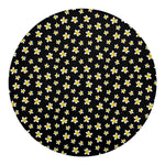 Black Plumeria Flower Pattern Print Round Blanket