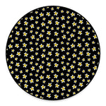 Black Plumeria Flower Pattern Print Round Floor Mat