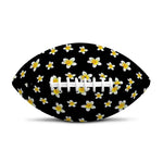 Black Plumeria Flower Pattern Print Rugby Ball