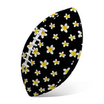 Black Plumeria Flower Pattern Print Rugby Ball