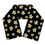 Black Plumeria Flower Pattern Print Scarf