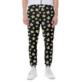 Black Plumeria Flower Pattern Print Joggers