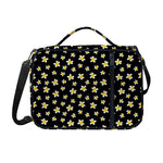 Black Plumeria Flower Pattern Print Shoulder Strap Bible Bag