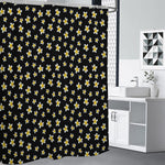 Black Plumeria Flower Pattern Print Shower Curtain
