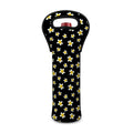 Black Plumeria Flower Pattern Print Single Neoprene Wine Tote