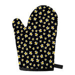 Black Plumeria Flower Pattern Print Single Oven Mitt