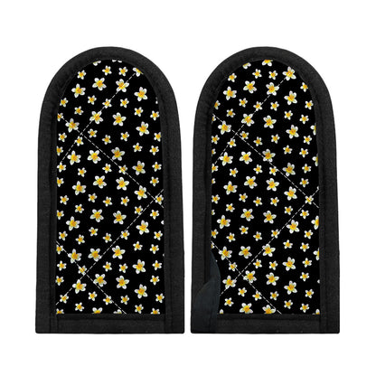 Black Plumeria Flower Pattern Print Skillet Handle Cover