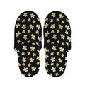 Black Plumeria Flower Pattern Print Slippers