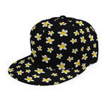 Black Plumeria Flower Pattern Print Snapback Cap
