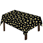 Black Plumeria Flower Pattern Print Tablecloth